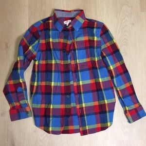 Cat + Jack Target Colorful Red Blue Yellow Plaid Boy’s Button Up Shirt M 8/10